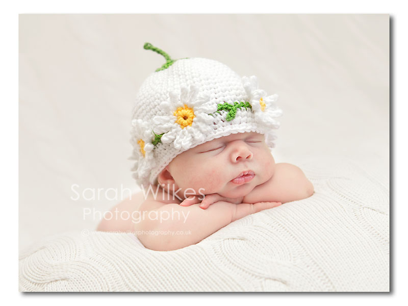 Newborn daisy hat photoshoot