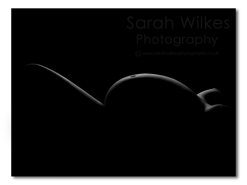 Black and white matrnity rim lighting nude art